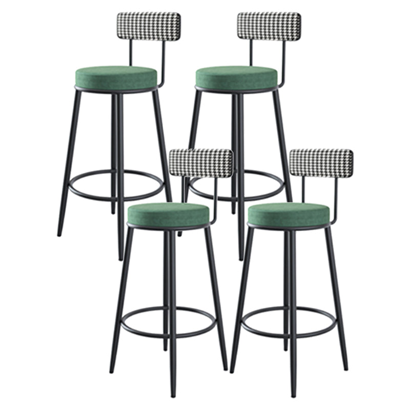 Modern Armless Backrest Counter Stool Iron Kitchen Bar Stool with Velvet Cushion and Pedal