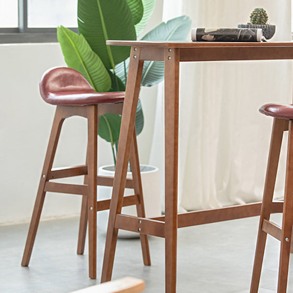 Contemporary 29-inch Upholstered Barstool Rubberwood Footrest Home Stool