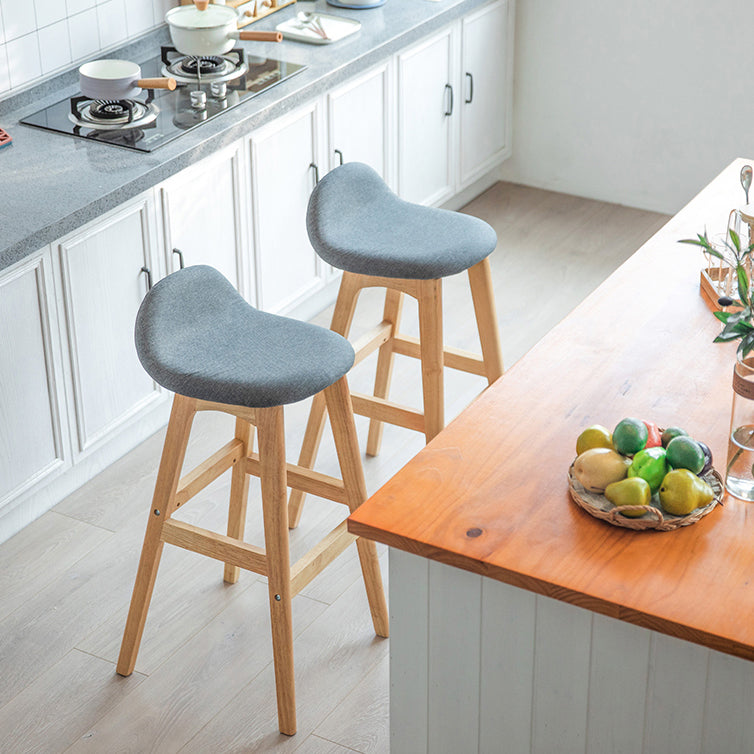 Contemporary 29-inch Upholstered Barstool Rubberwood Footrest Home Stool