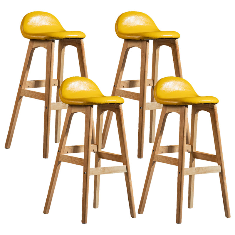 Contemporary 29-inch Upholstered Barstool Rubberwood Footrest Home Stool