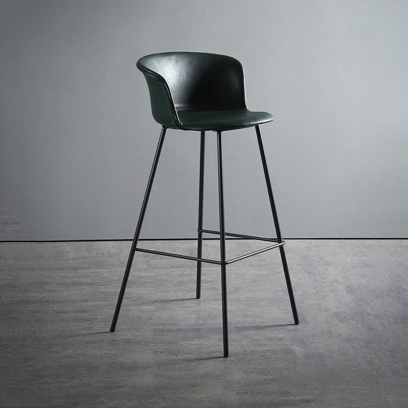 Modern Style Low Back Bar-stool PU Leather Bar Stool with Metal Legs