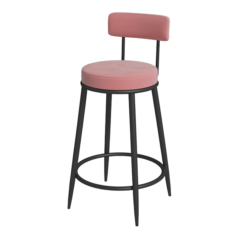 Glam Round Bar and Counter Stool Metal Low Back Stool with 4 Legs