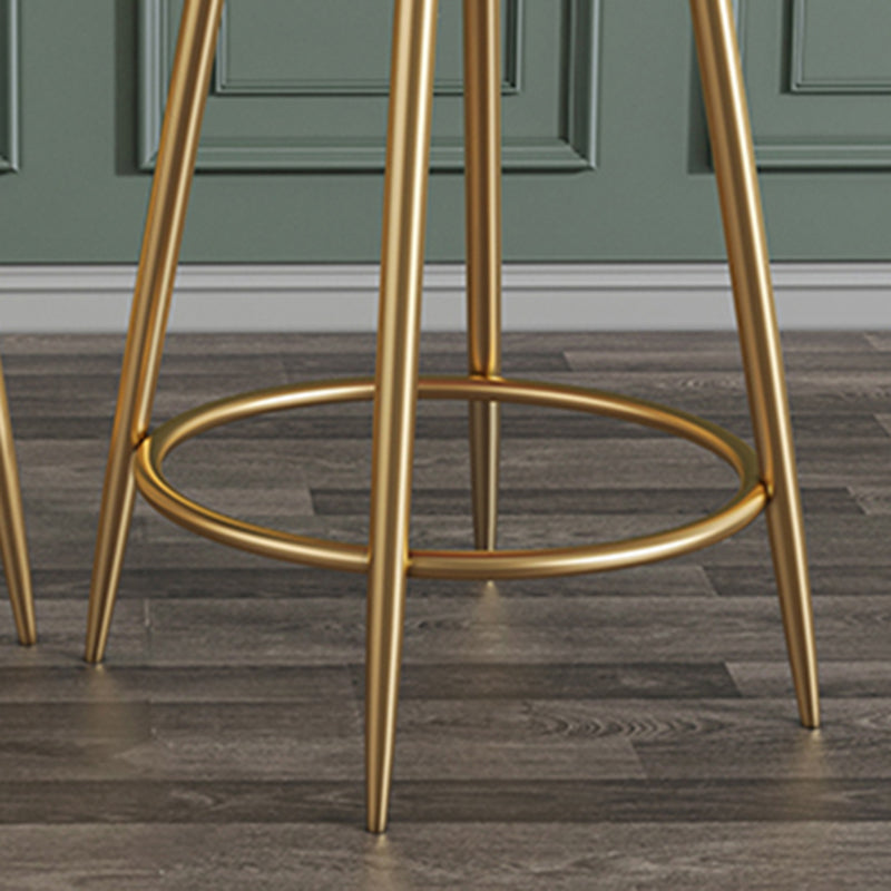 Glam Round Bar and Counter Stool Metal Low Back Stool with 4 Legs