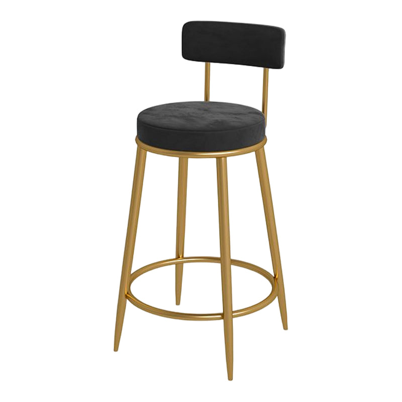 Glam Round Bar and Counter Stool Metal Low Back Stool with 4 Legs