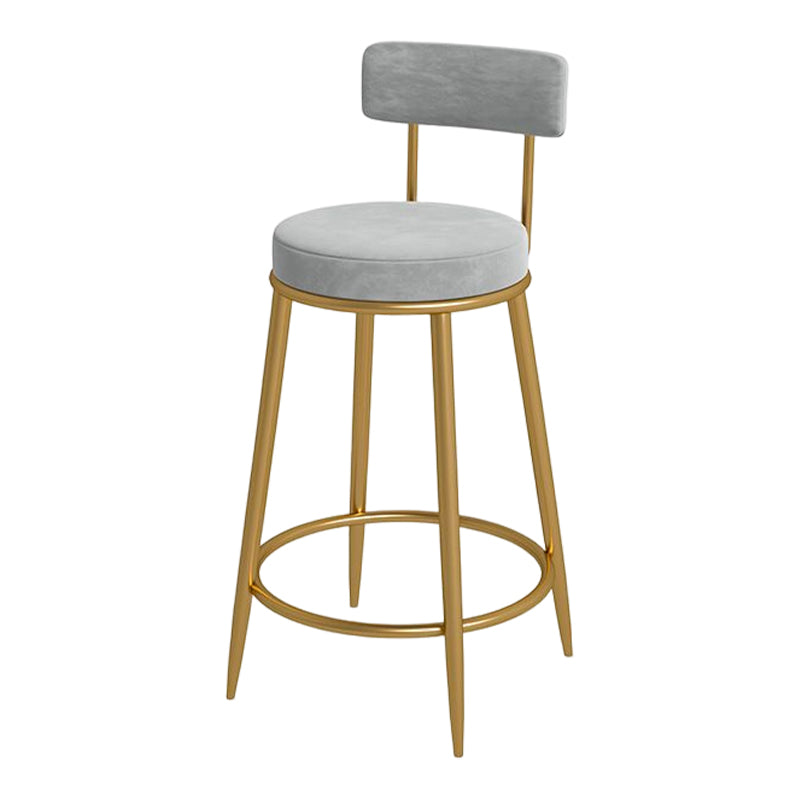 Glam Round Bar and Counter Stool Metal Low Back Stool with 4 Legs