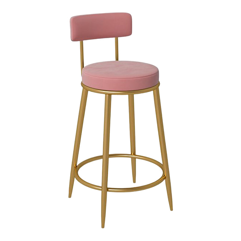 Glam Round Bar and Counter Stool Metal Low Back Stool with 4 Legs