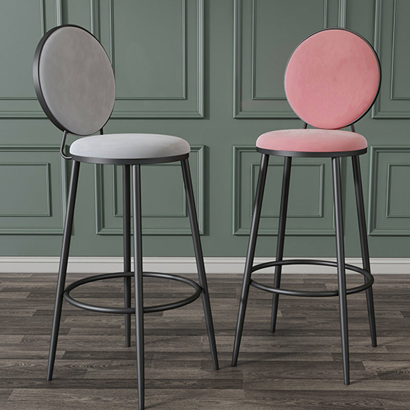 Glam Round Bar and Counter Stool Metal Low Back Stool with 4 Legs