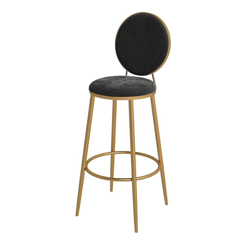 Glam Round Bar and Counter Stool Metal Low Back Stool with 4 Legs