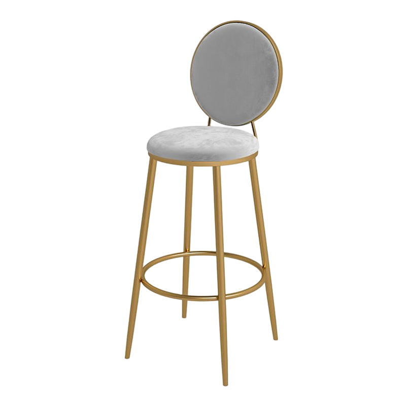 Glam Round Bar and Counter Stool Metal Low Back Stool with 4 Legs