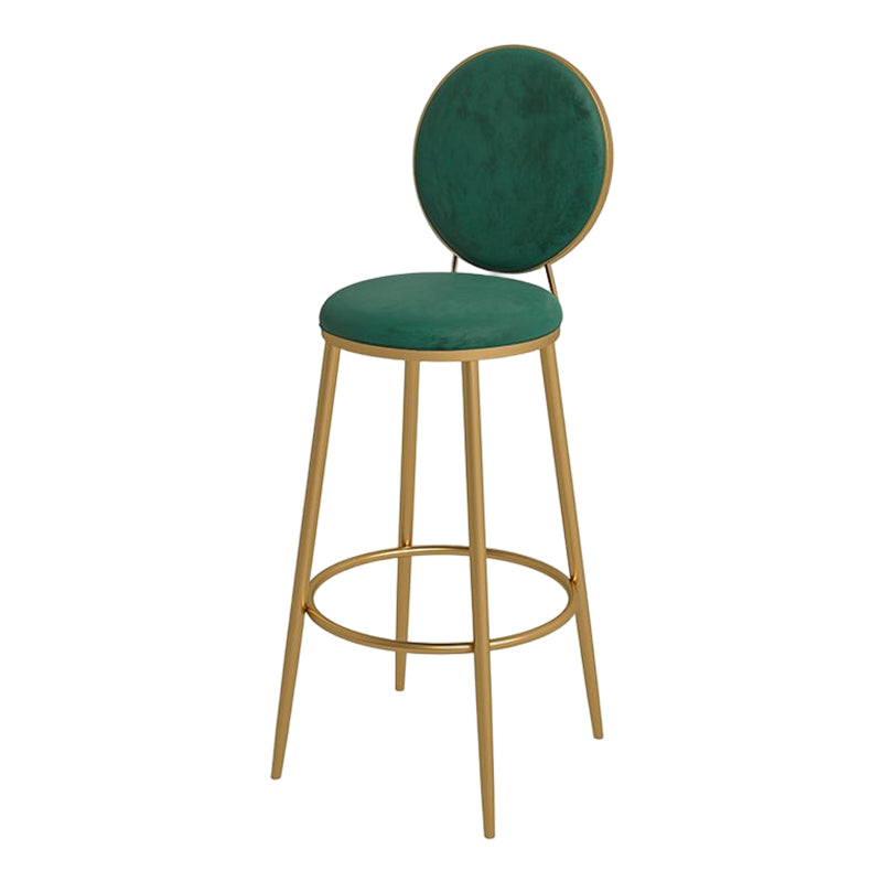 Glam Round Bar and Counter Stool Metal Low Back Stool with 4 Legs