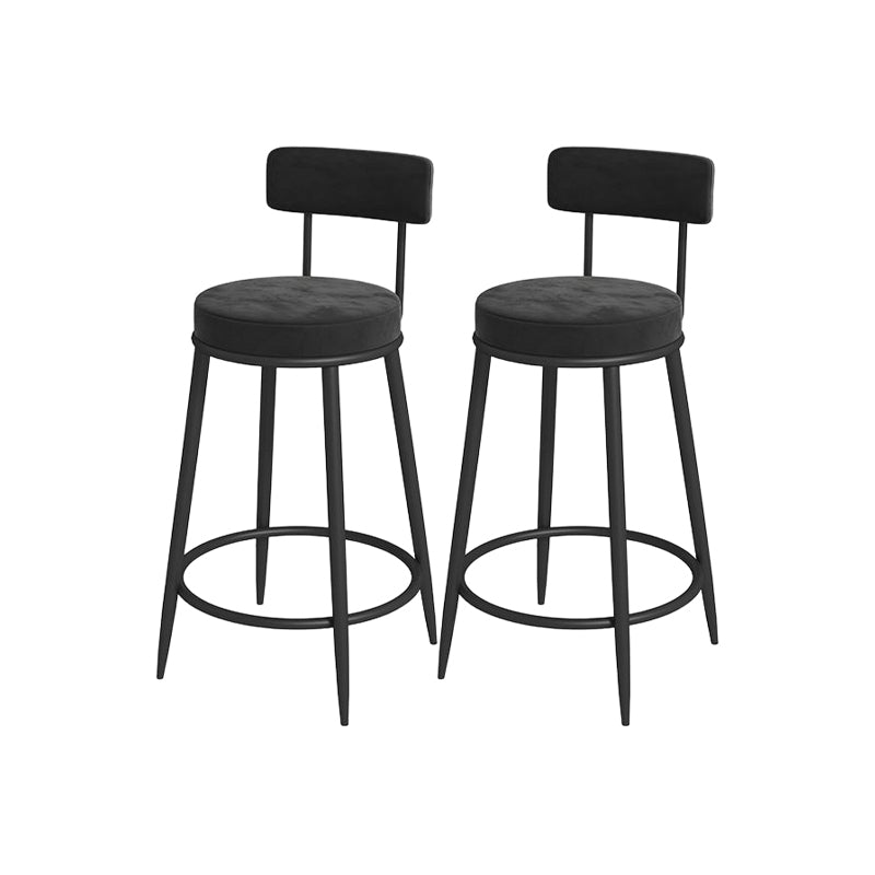 Glam Round Bar and Counter Stool Metal Low Back Stool with 4 Legs