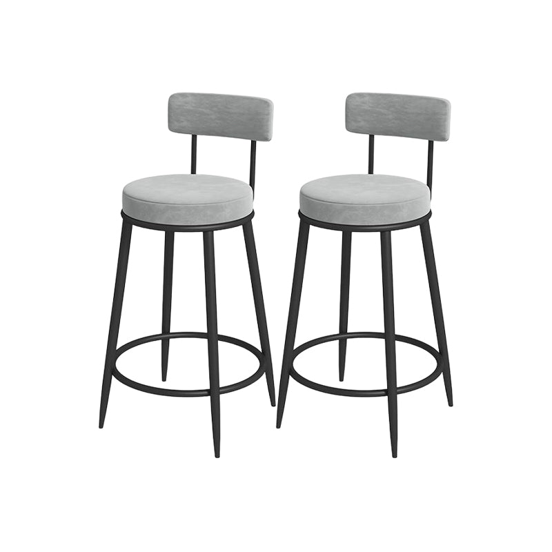 Glam Round Bar and Counter Stool Metal Low Back Stool with 4 Legs