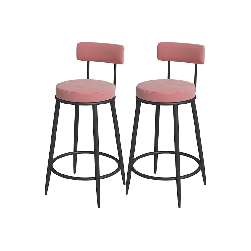 Glam Round Bar and Counter Stool Metal Low Back Stool with 4 Legs