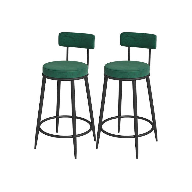 Glam Round Bar and Counter Stool Metal Low Back Stool with 4 Legs