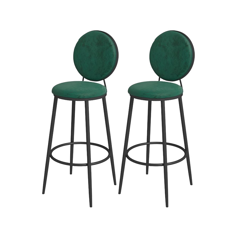 Glam Round Bar and Counter Stool Metal Low Back Stool with 4 Legs