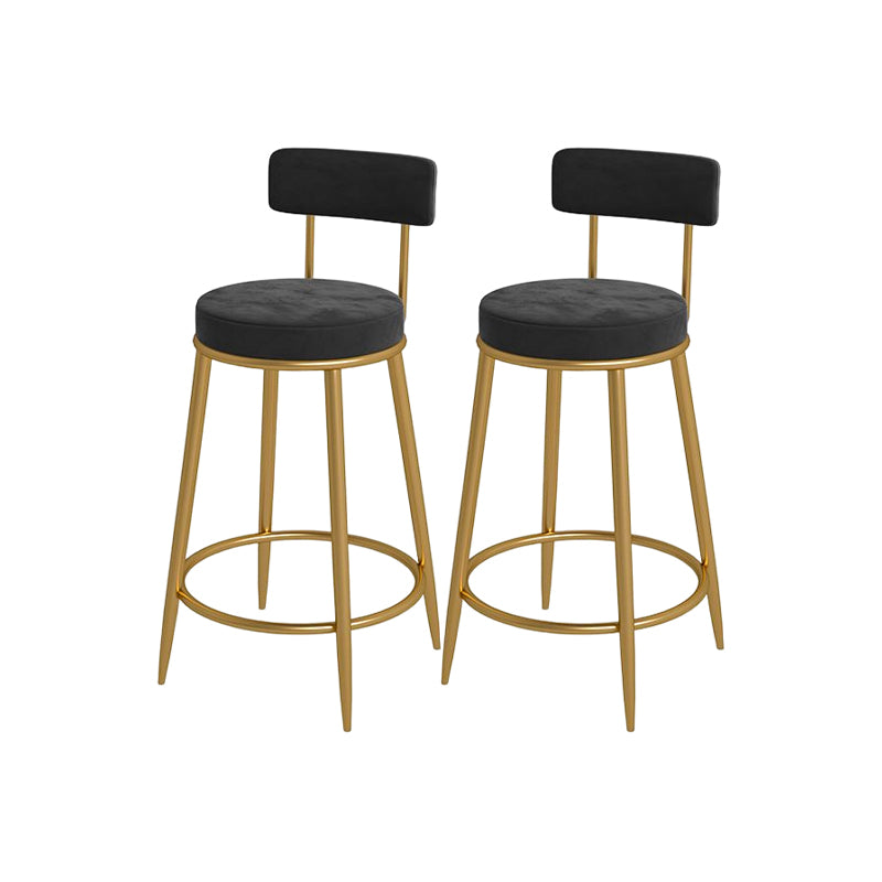 Glam Round Bar and Counter Stool Metal Low Back Stool with 4 Legs