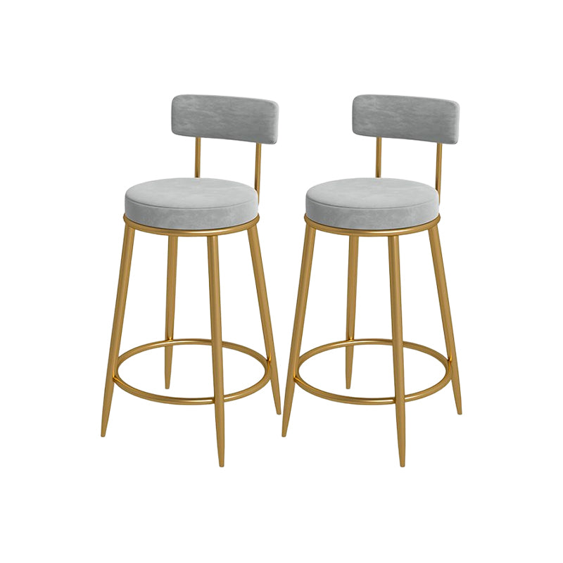 Glam Round Bar and Counter Stool Metal Low Back Stool with 4 Legs