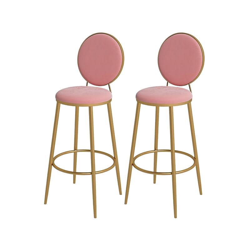 Glam Round Bar and Counter Stool Metal Low Back Stool with 4 Legs