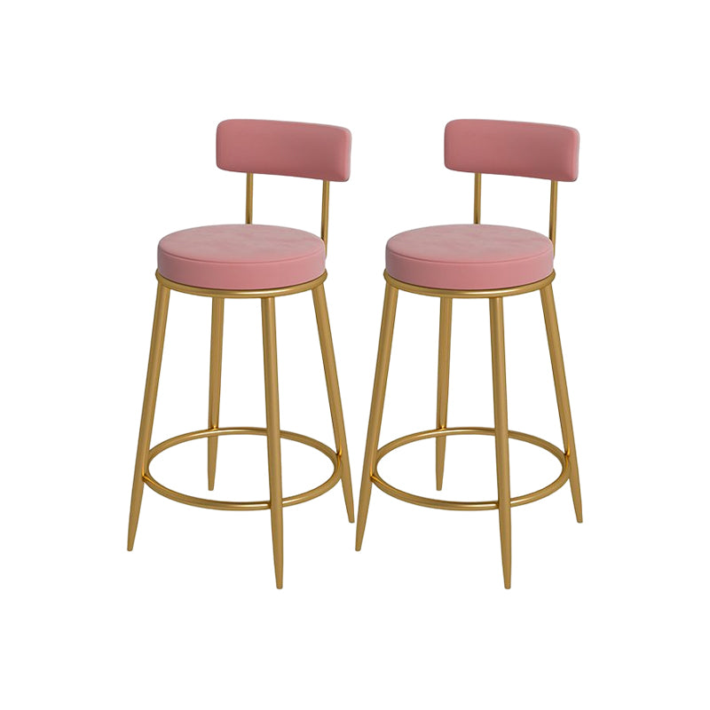 Glam Round Bar and Counter Stool Metal Low Back Stool with 4 Legs