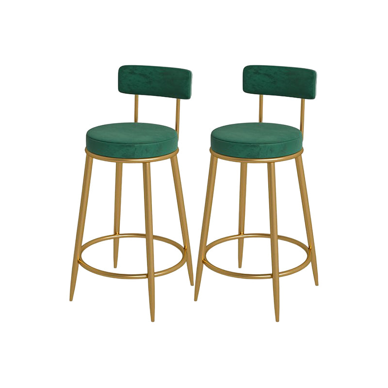Glam Round Bar and Counter Stool Metal Low Back Stool with 4 Legs