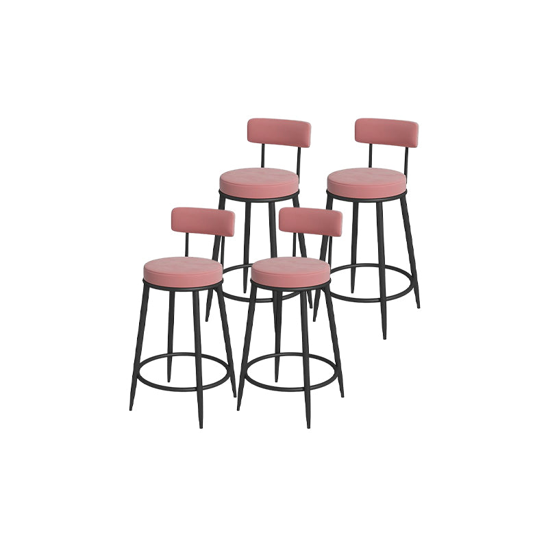 Glam Round Bar and Counter Stool Metal Low Back Stool with 4 Legs