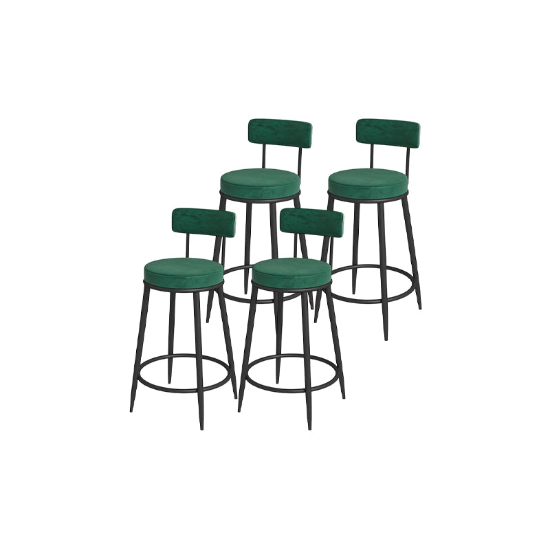 Glam Round Bar and Counter Stool Metal Low Back Stool with 4 Legs