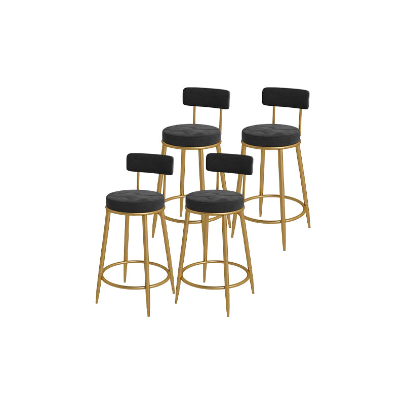 Glam Round Bar and Counter Stool Metal Low Back Stool with 4 Legs