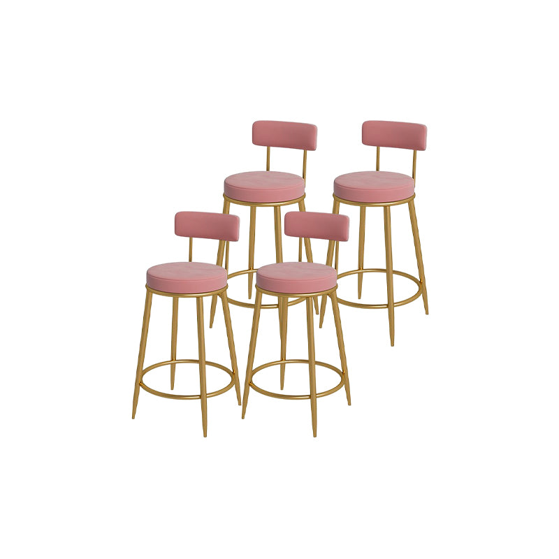 Glam Round Bar and Counter Stool Metal Low Back Stool with 4 Legs