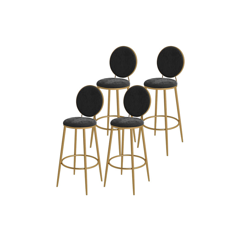 Glam Round Bar and Counter Stool Metal Low Back Stool with 4 Legs
