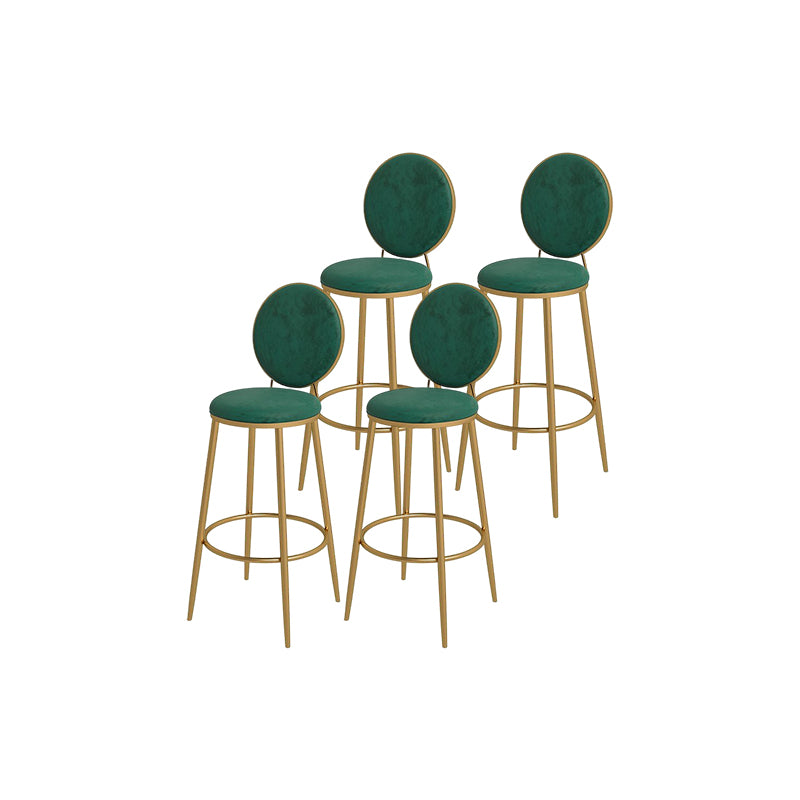 Glam Round Bar and Counter Stool Metal Low Back Stool with 4 Legs