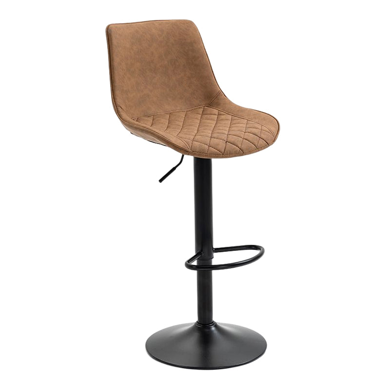 Industrial Bar and Counter Stool Adjustable Height Stool with Pedestal Base in Black