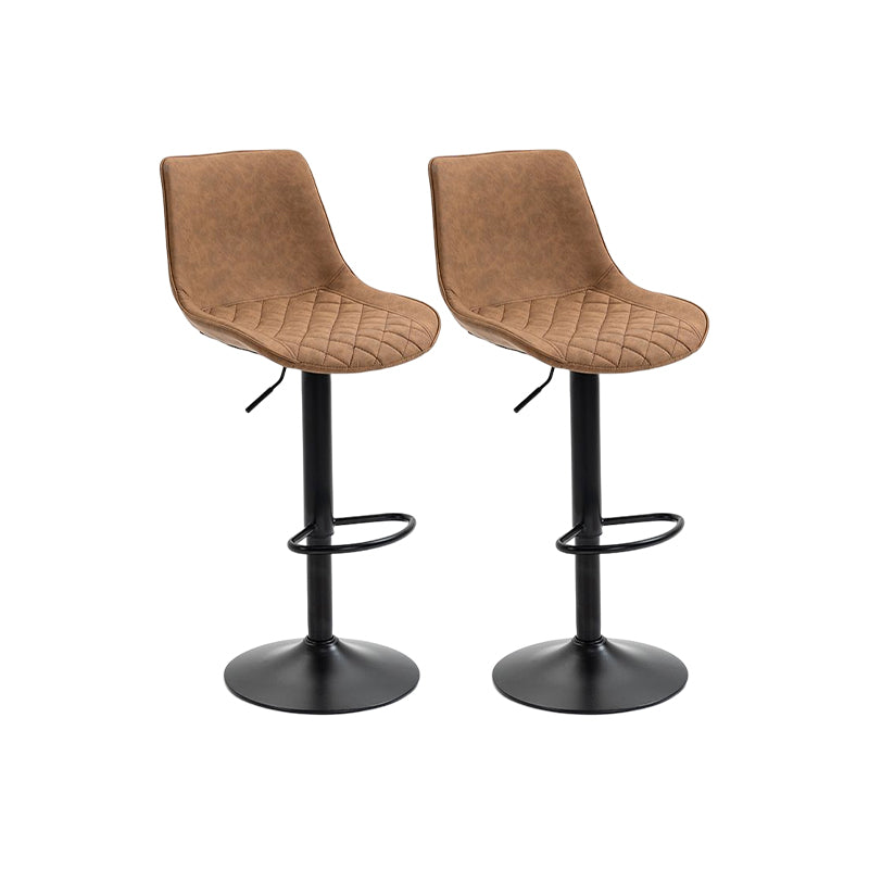 Industrial Bar and Counter Stool Adjustable Height Stool with Pedestal Base in Black