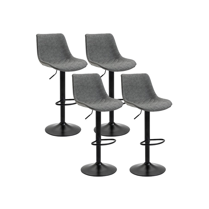 Industrial Bar and Counter Stool Adjustable Height Stool with Pedestal Base in Black