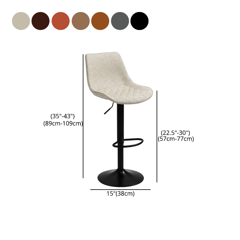 Industrial Bar and Counter Stool Adjustable Height Stool with Pedestal Base in Black