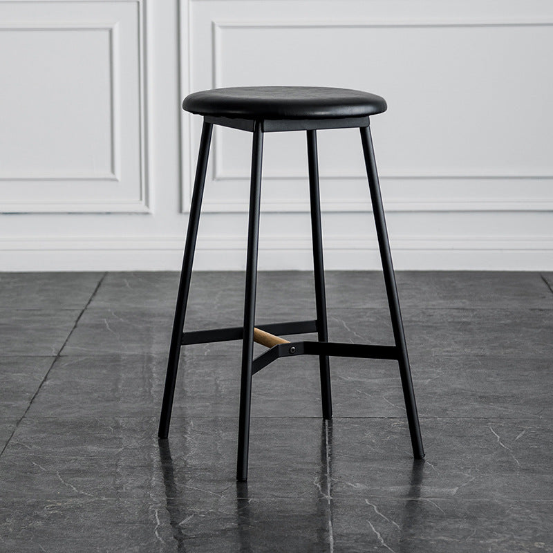 Industrial Backless Bar-stool PU Leather Bar Stool with Metal Legs