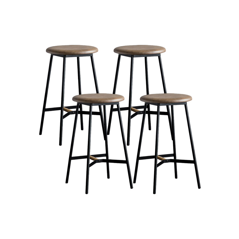 Industrial Backless Bar-stool PU Leather Bar Stool with Metal Legs