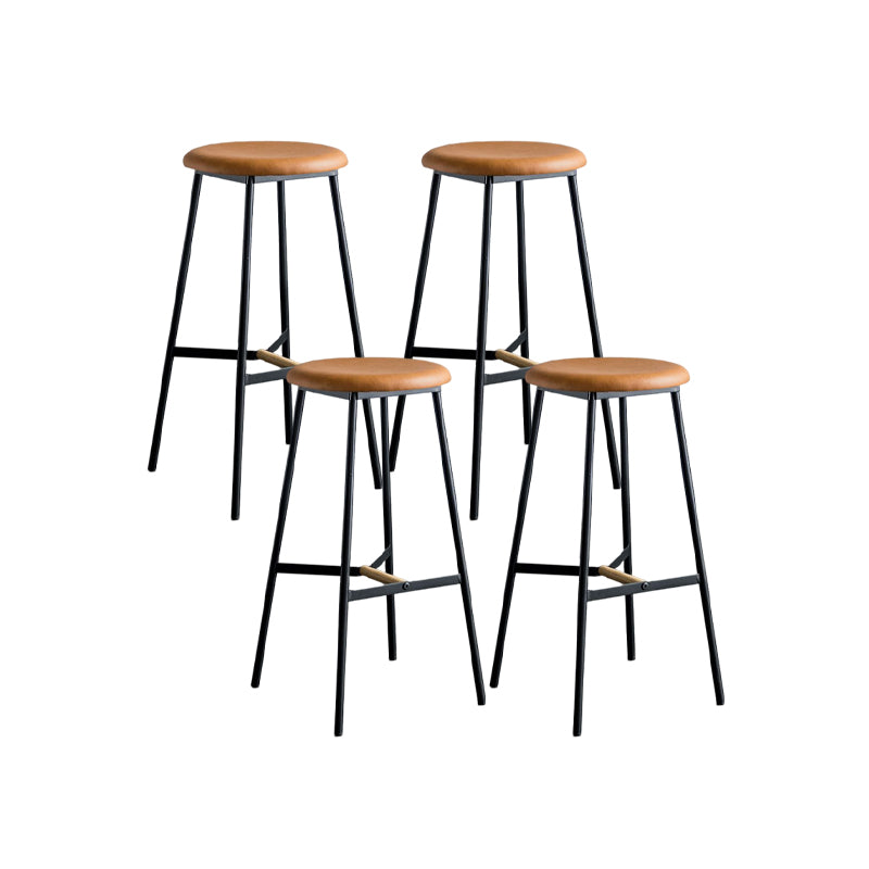 Industrial Backless Bar-stool PU Leather Bar Stool with Metal Legs
