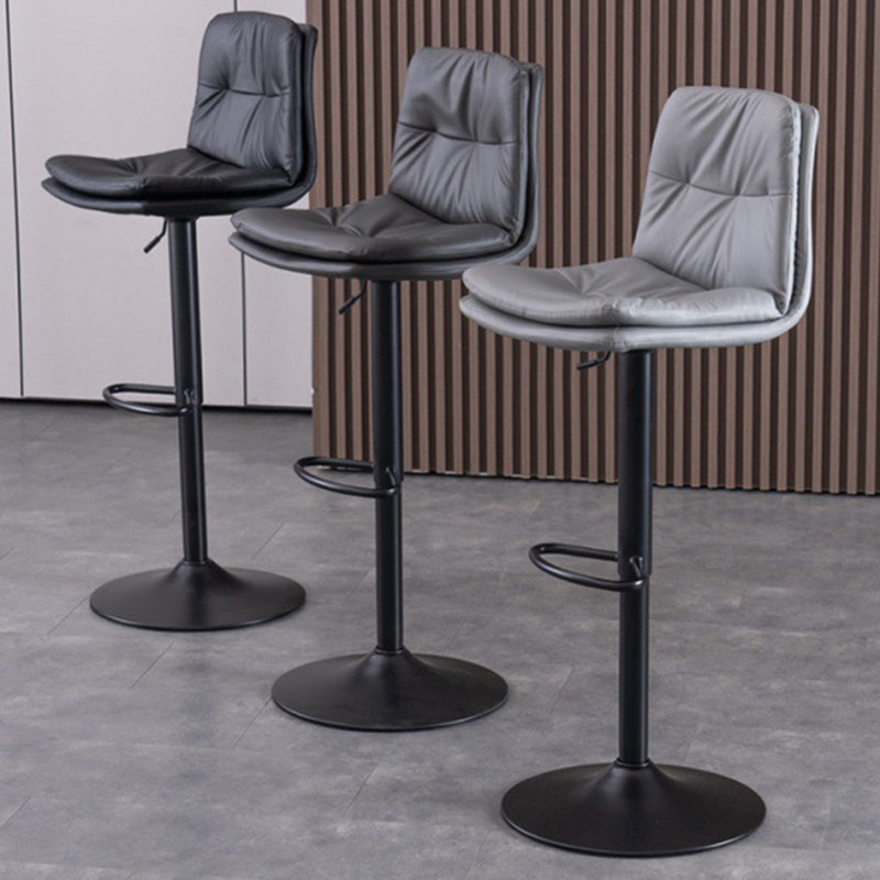 Contemporary Liftable Bar-stool PU Leather Bar Stool with Metal Legs