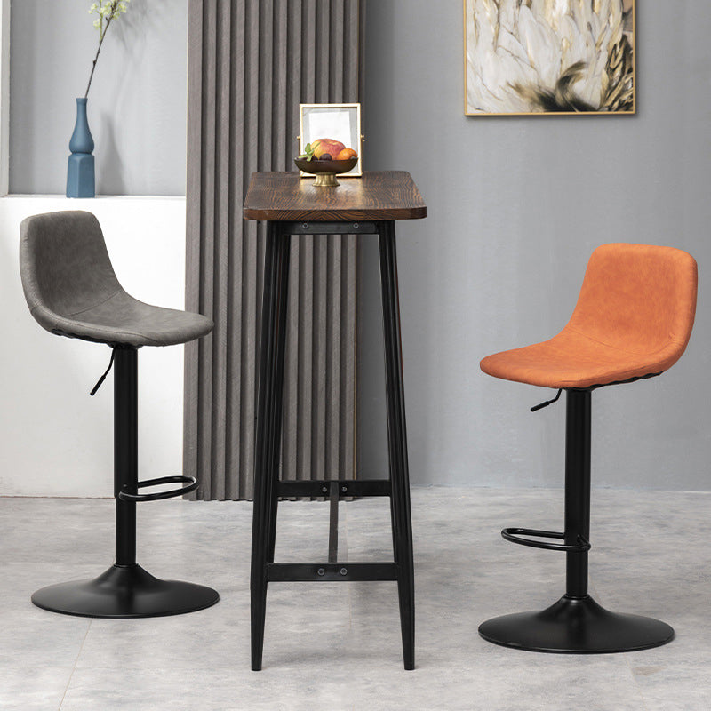 Contemporary Liftable Bar-stool Low Back Bar Stool with Metal Legs