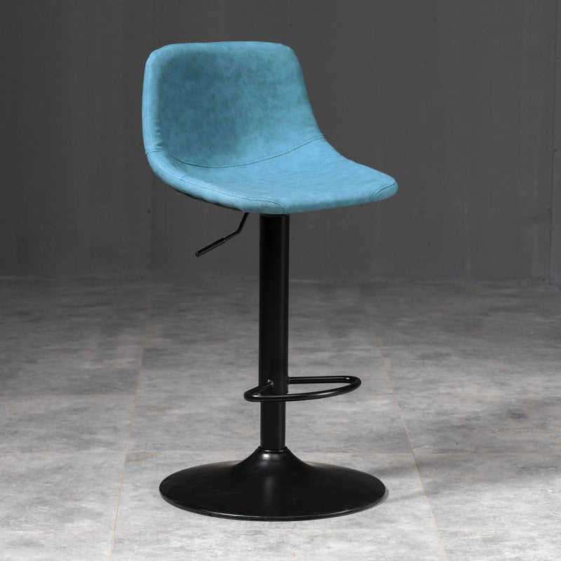 Contemporary Liftable Bar-stool Low Back Bar Stool with Metal Legs