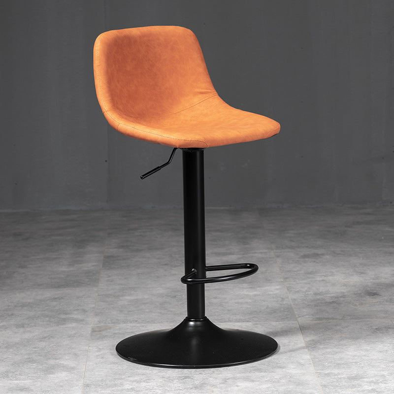 Contemporary Liftable Bar-stool Low Back Bar Stool with Metal Legs