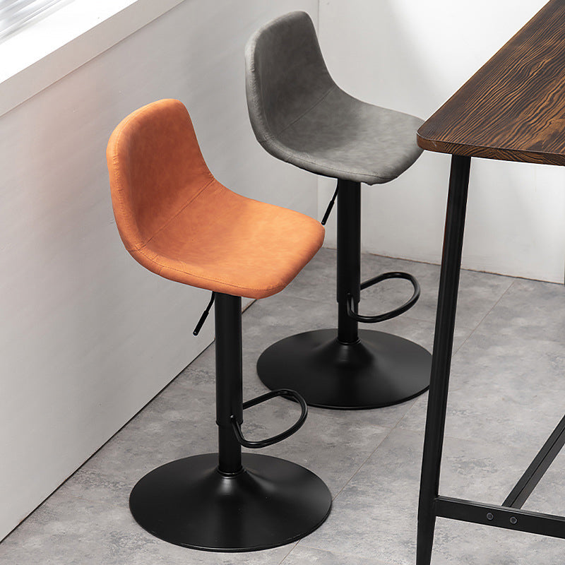 Contemporary Liftable Bar-stool Low Back Bar Stool with Metal Legs