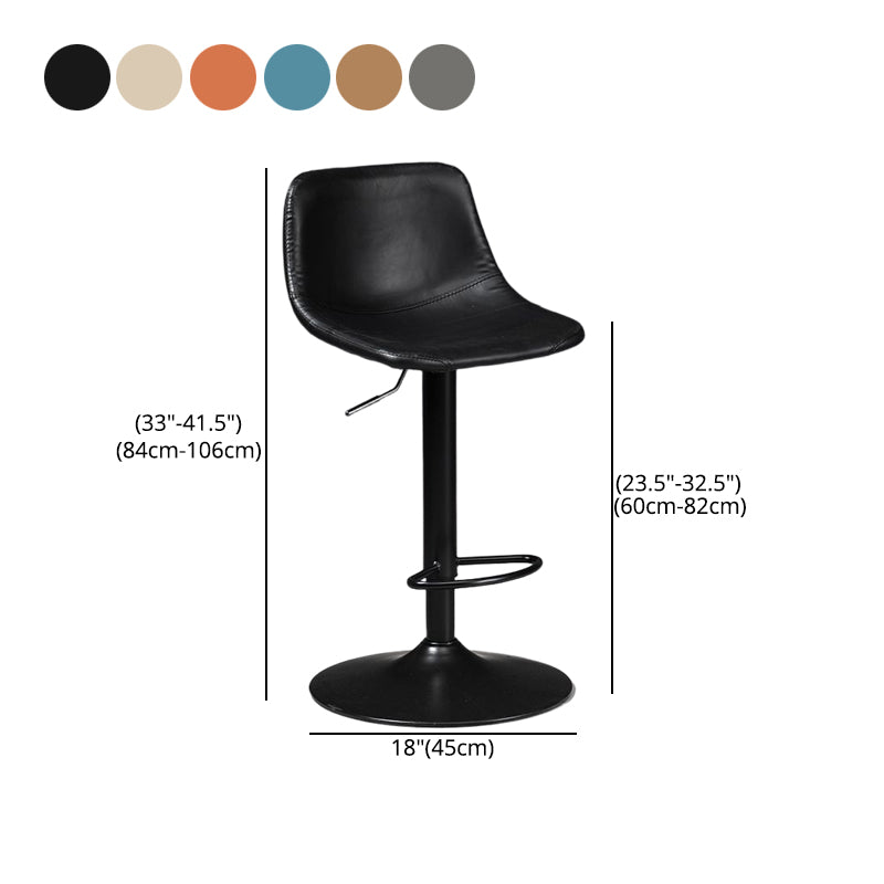 Contemporary Liftable Bar-stool Low Back Bar Stool with Metal Legs