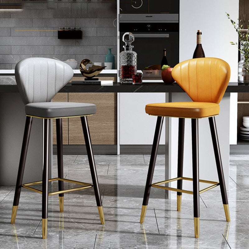 Nordic Glam Style Bar-stool PU Leather Counter Bar Stool with Metal Legs