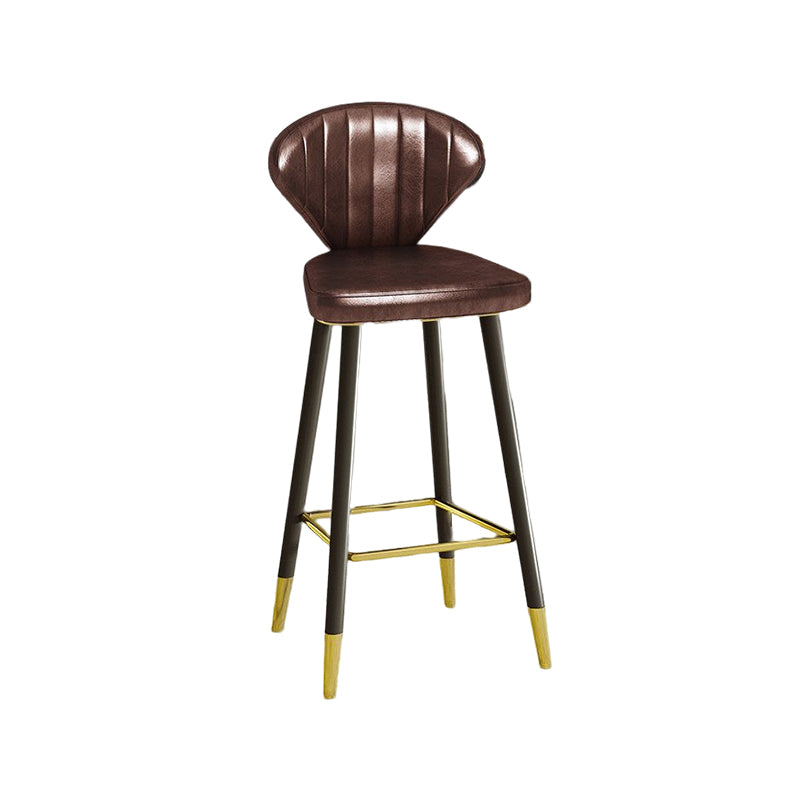 Nordic Glam Style Bar-stool PU Leather Counter Bar Stool with Metal Legs