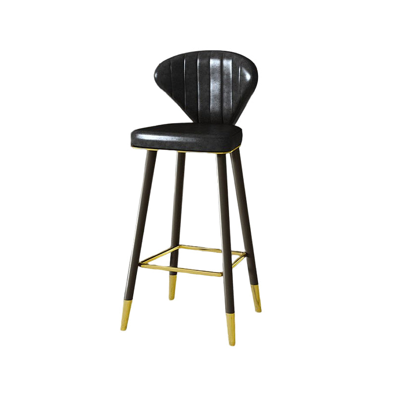 Nordic Glam Style Bar-stool PU Leather Counter Bar Stool with Metal Legs