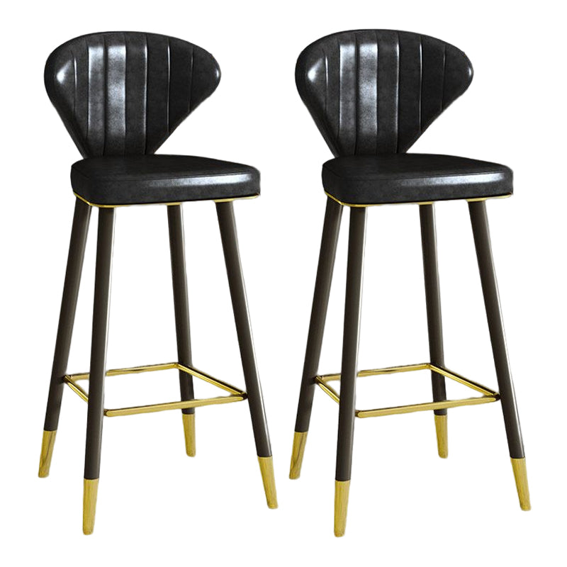 Nordic Glam Style Bar-stool PU Leather Counter Bar Stool with Metal Legs