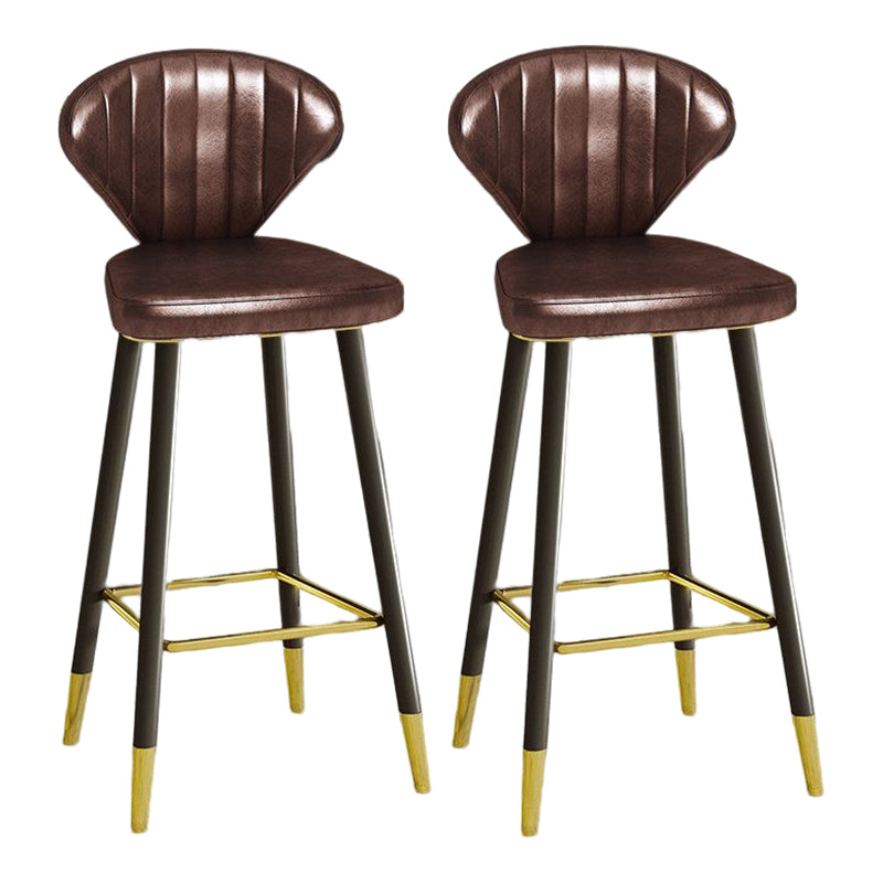 Nordic Glam Style Bar-stool PU Leather Counter Bar Stool with Metal Legs