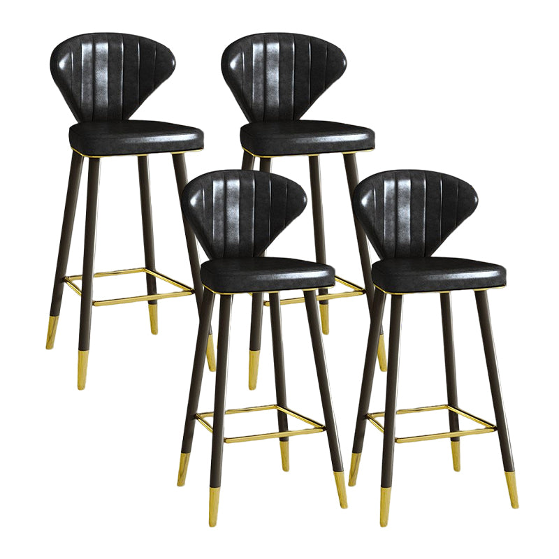 Nordic Glam Style Bar-stool PU Leather Counter Bar Stool with Metal Legs