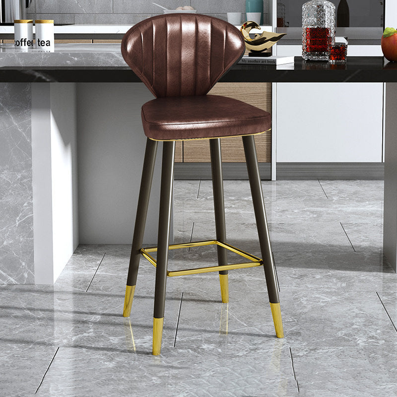 Nordic Glam Style Bar-stool PU Leather Counter Bar Stool with Metal Legs